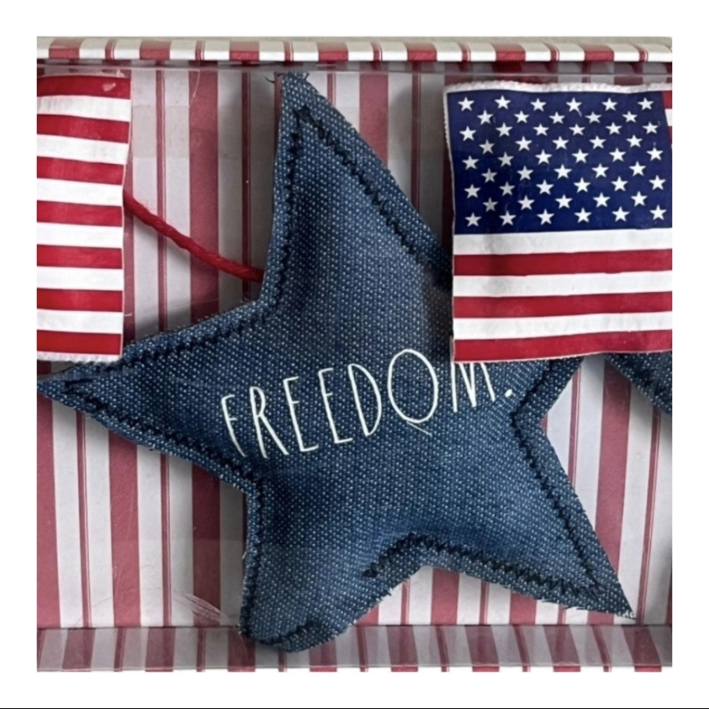 Rae Dunn Patriotic Stars & Flags Plush Fabric Decorative Garland